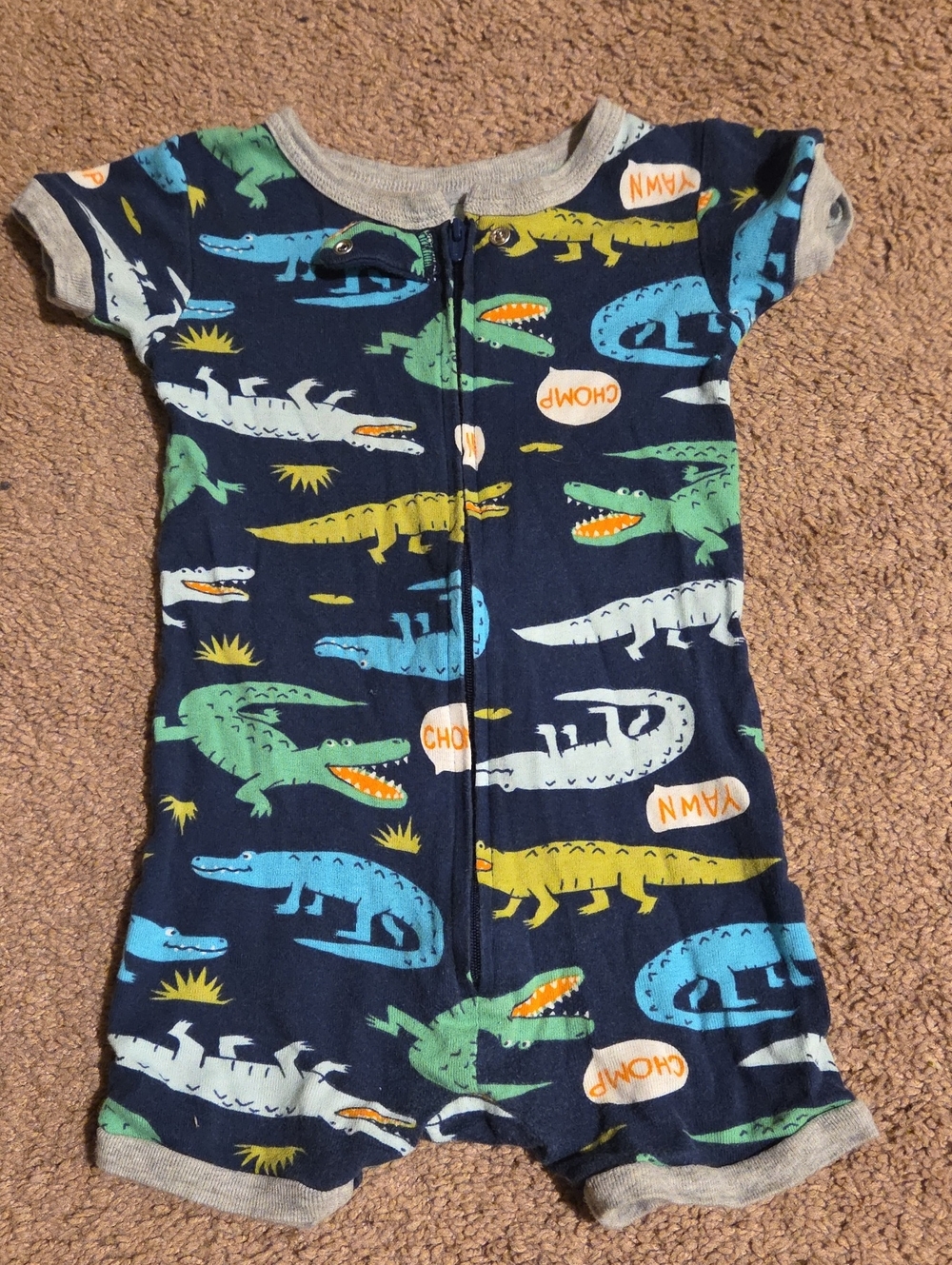 Toddler Navy Blue Alligator Print Short Sleeve Pajamas